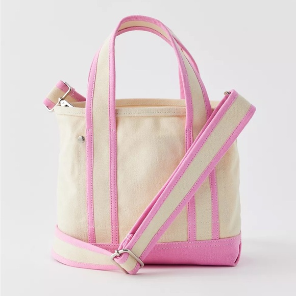 Kimchi Blue Embroidered Mini Canvas Tote Bag in Pink Bow Strap New - Picture 5 of 5